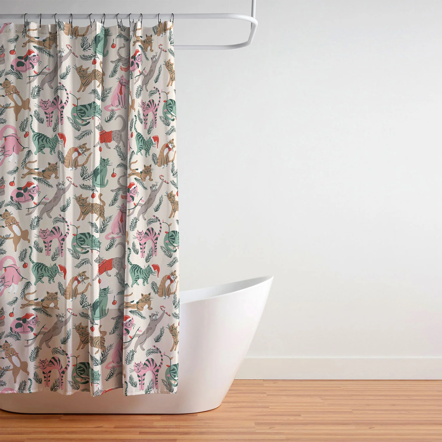 amysuther Silly Christmas Cats Shower Curtain - Image 4