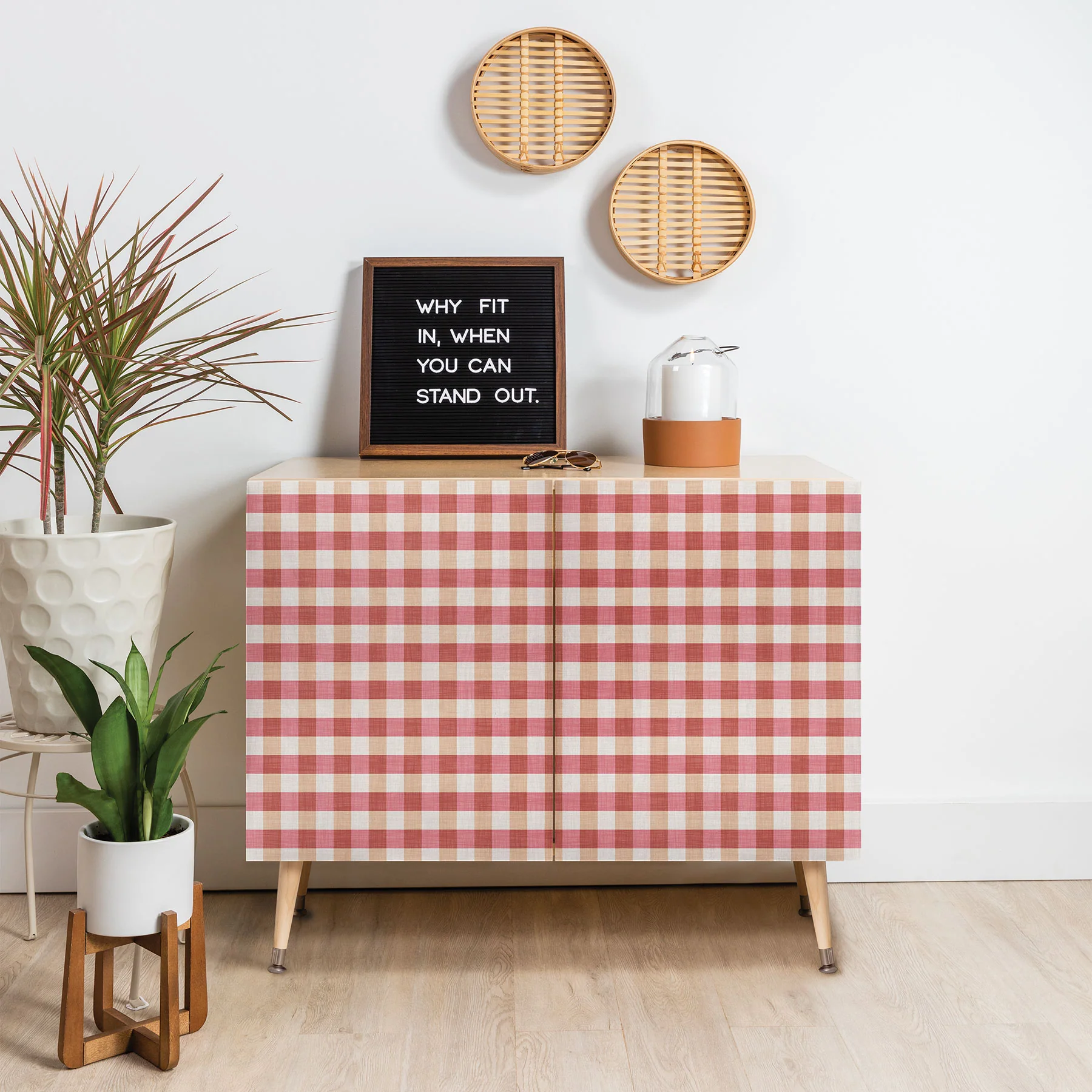 Avenie Cozy Gingham Credenza - Image 18
