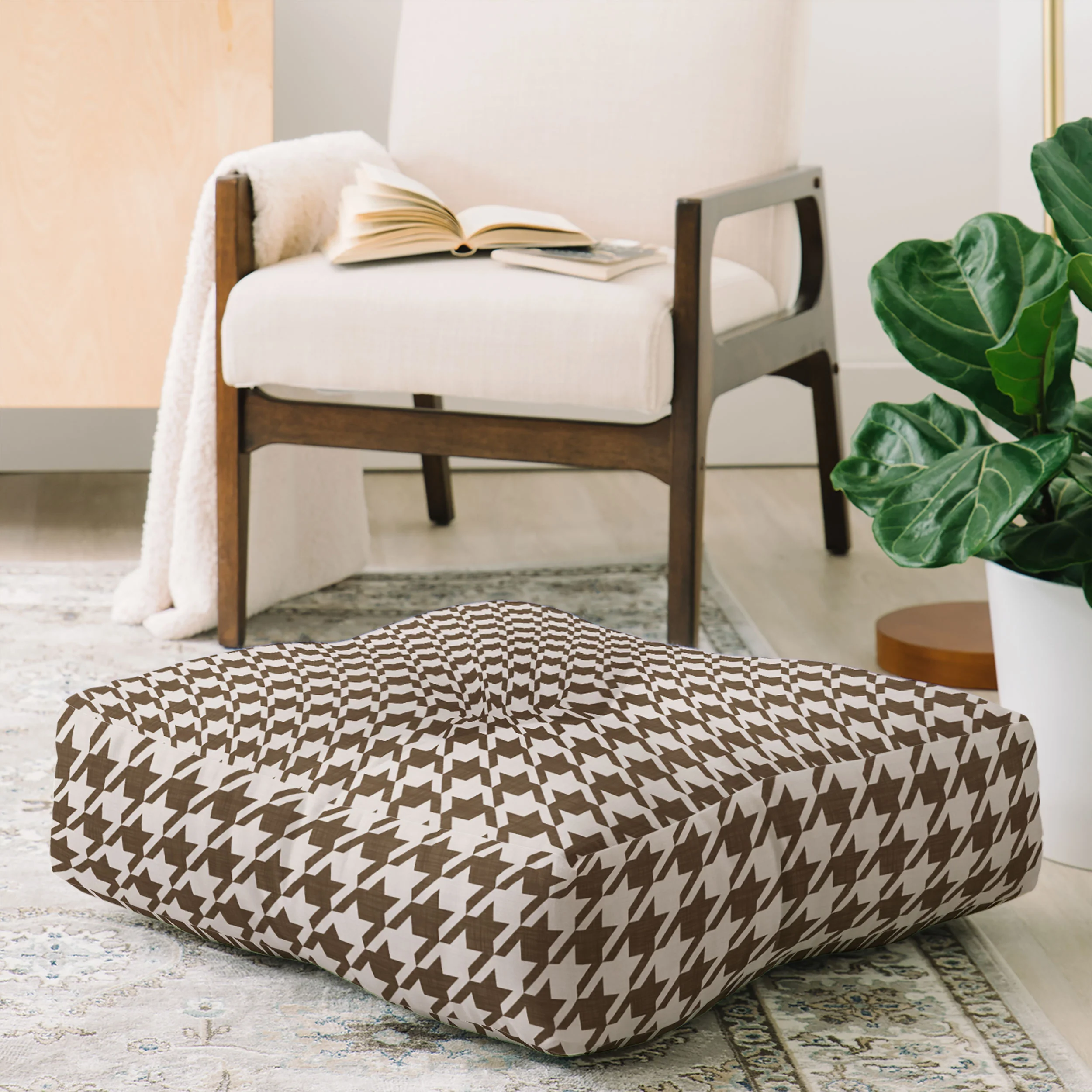 Avenie Cozy Houndstooth Floor Pillow Square - Image 2