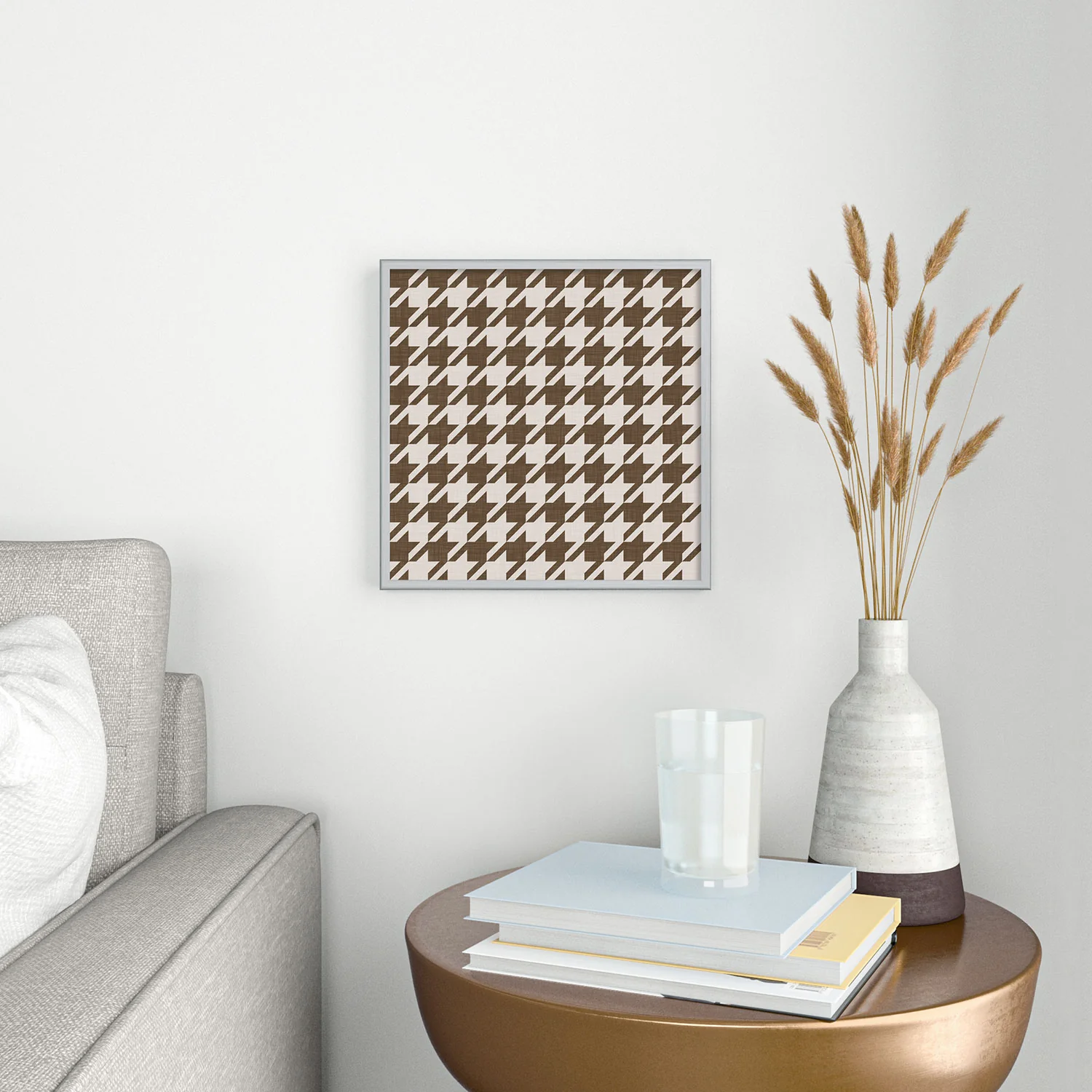 Avenie Cozy Houndstooth Square Metal Framed Art Print - Image 6