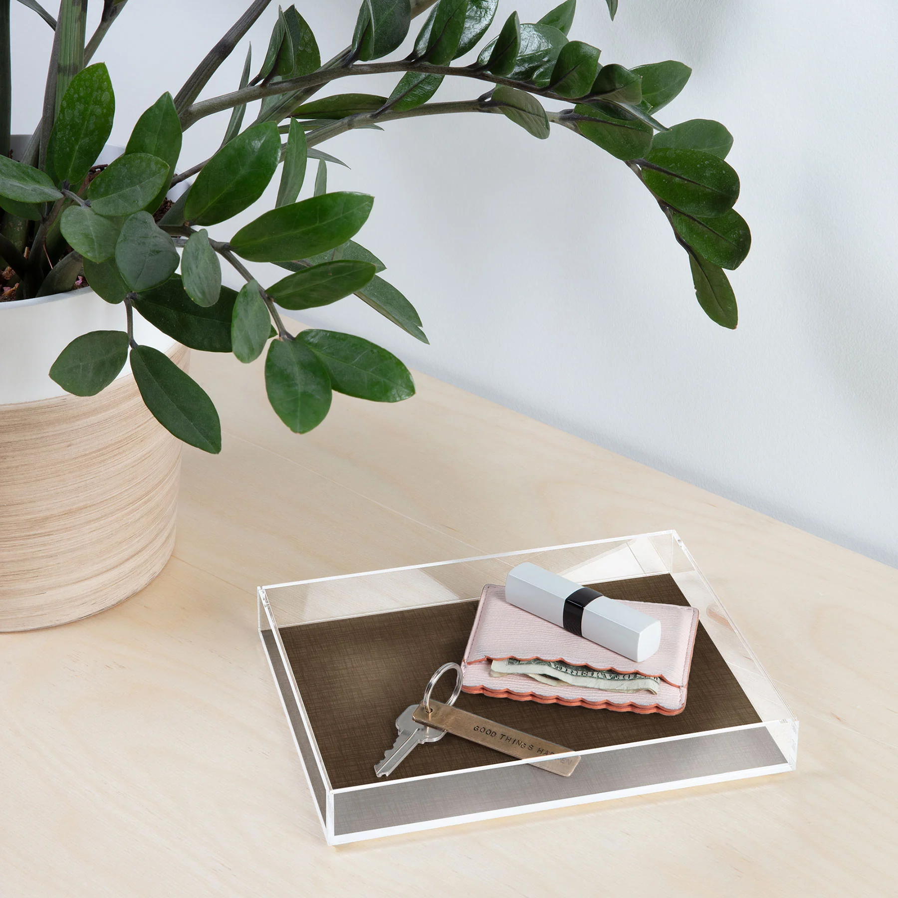 Avenie Cozy Linen Effect In Coffee Acrylic Tray - Image 12