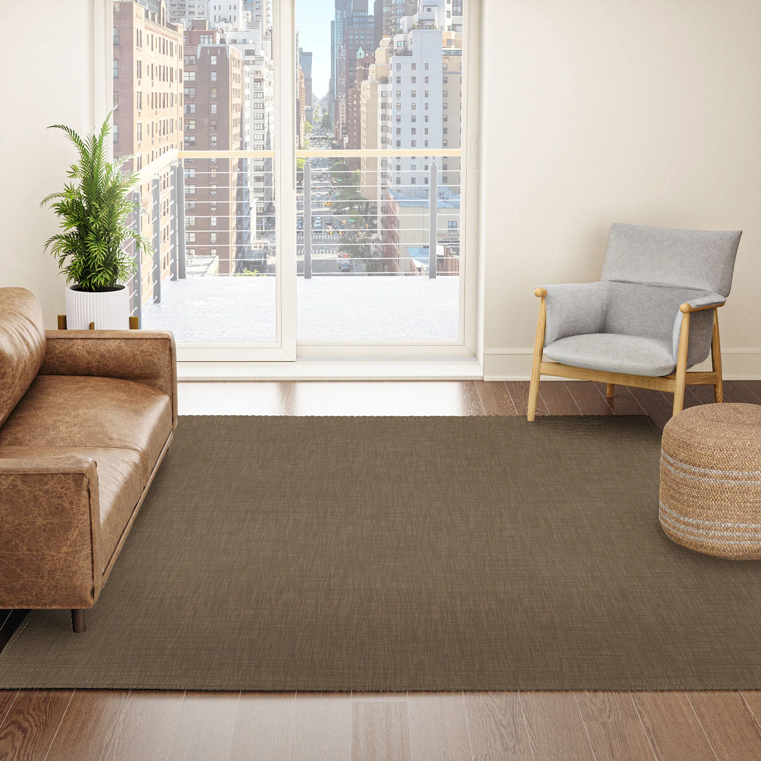 Avenie Cozy Linen Effect In Coffee Area Rug - Image 14