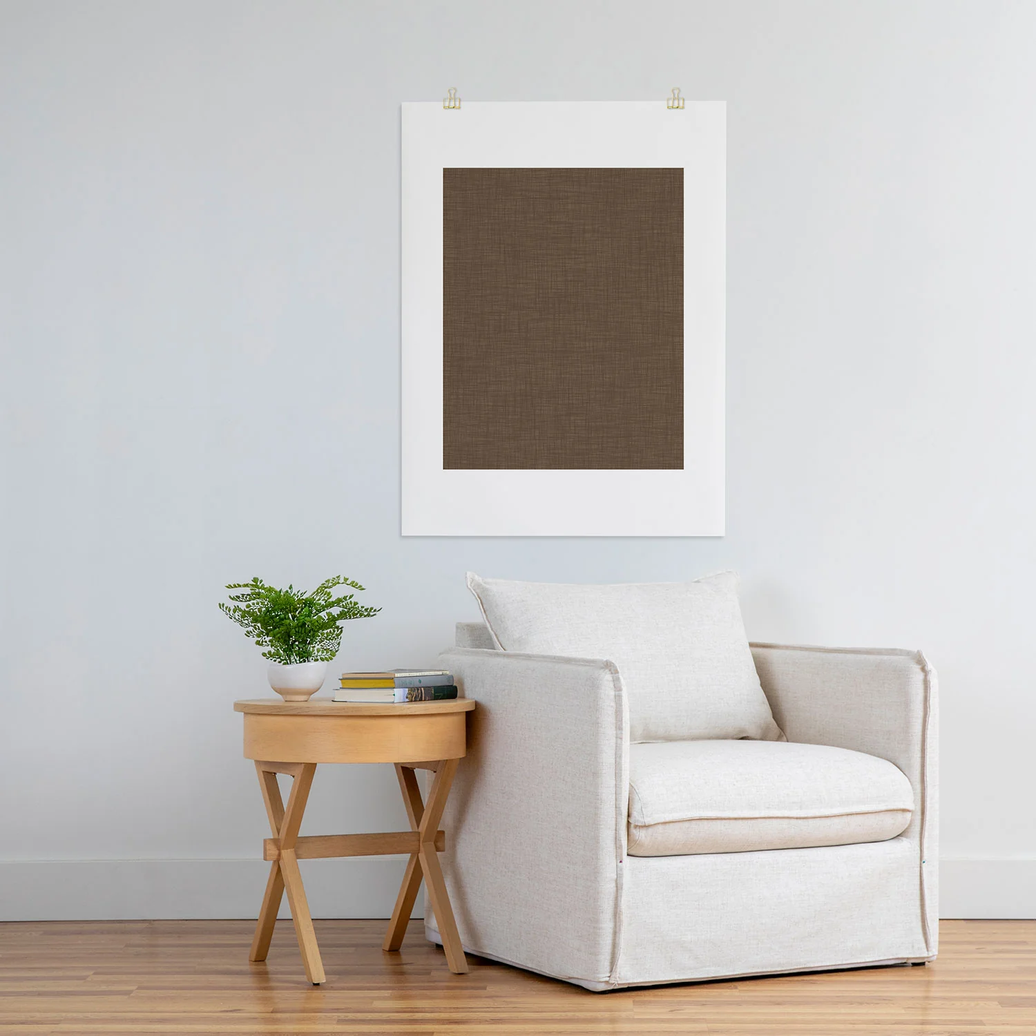 Avenie Cozy Linen Effect In Coffee Art Print - Image 24