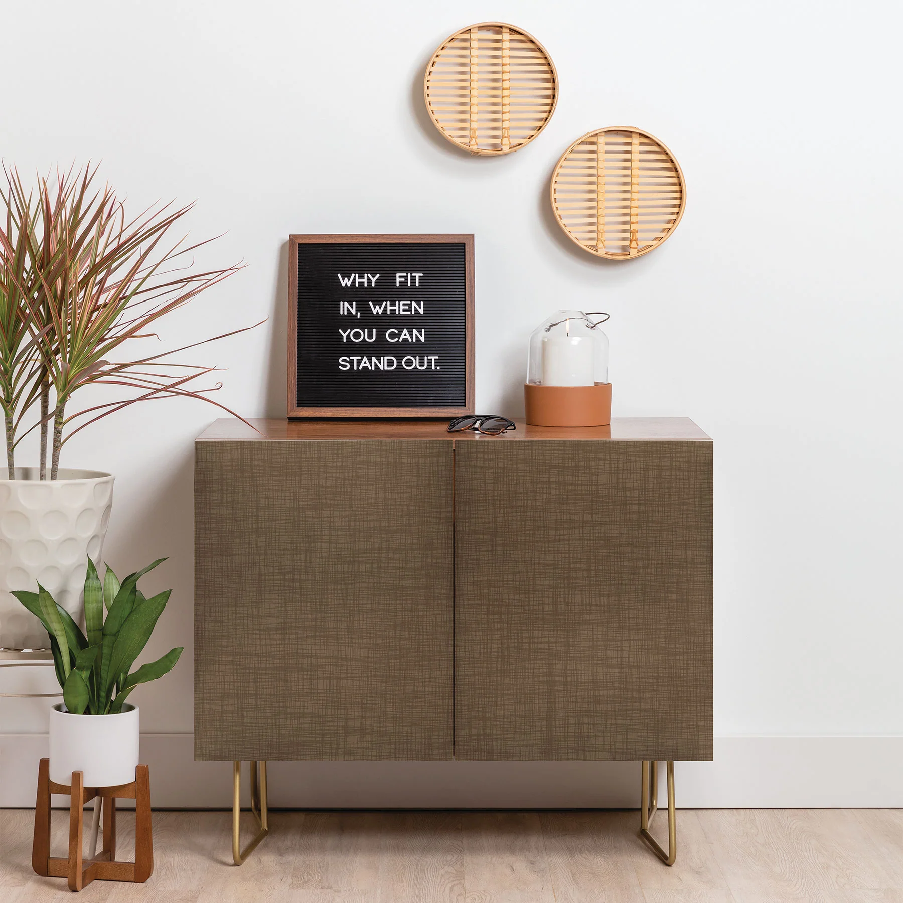 Avenie Cozy Linen Effect In Coffee Credenza - Image 3