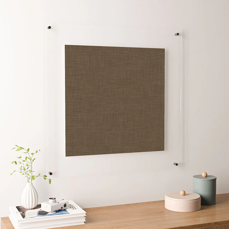 Avenie Cozy Linen Effect In Coffee Floating Acrylic Print - Image 42