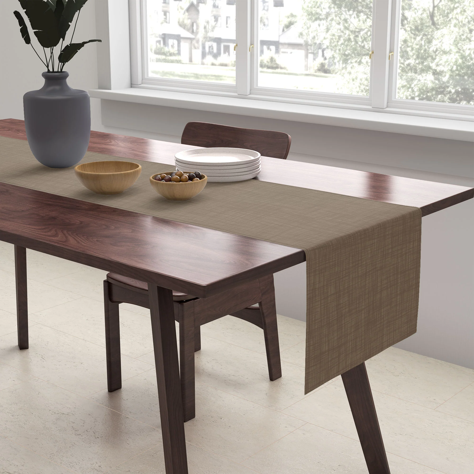Avenie Cozy Linen Effect In Coffee Table Runner - Image 2