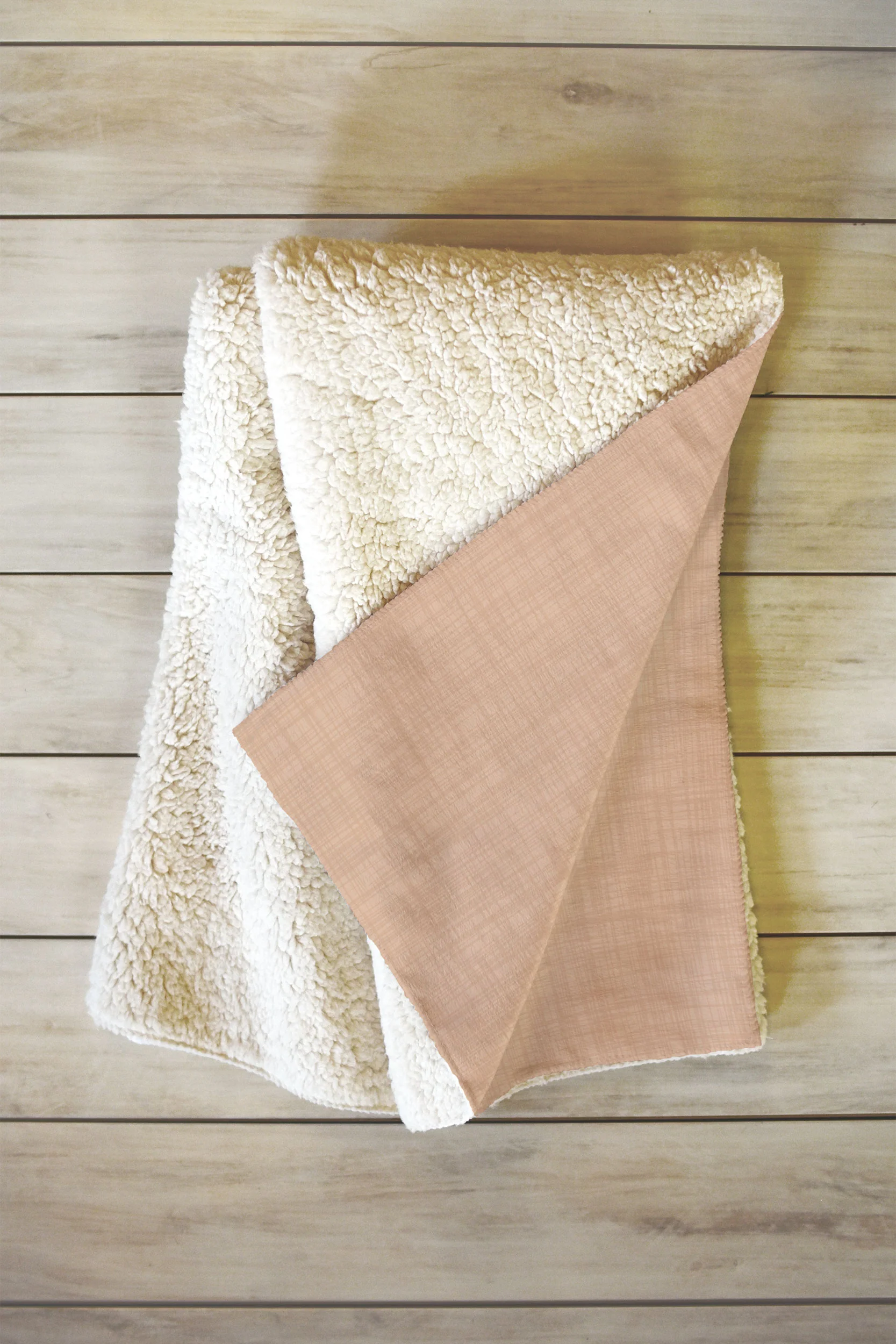 Avenie Cozy Linen Effect In Cream Fleece Throw Blanket - Image 2