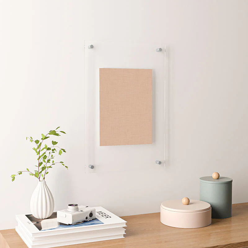 Avenie Cozy Linen Effect In Cream Floating Acrylic Print - Image 16