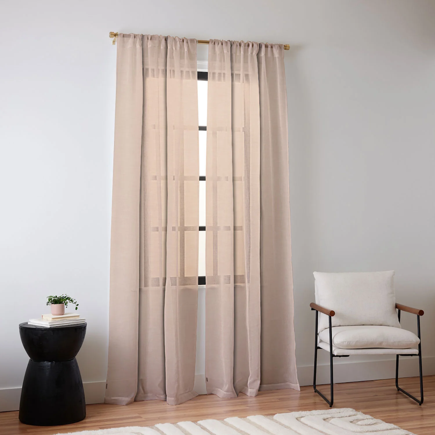 Avenie Cozy Linen Effect In Cream Sheer Non Repeat - Image 2