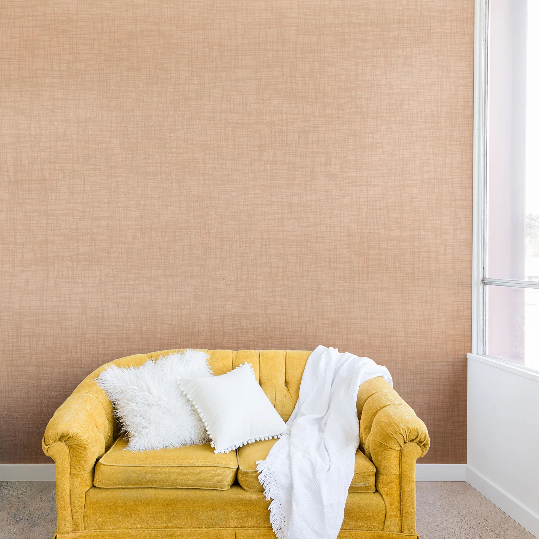 Avenie Cozy Linen Effect In Cream Wall Mural - Image 3