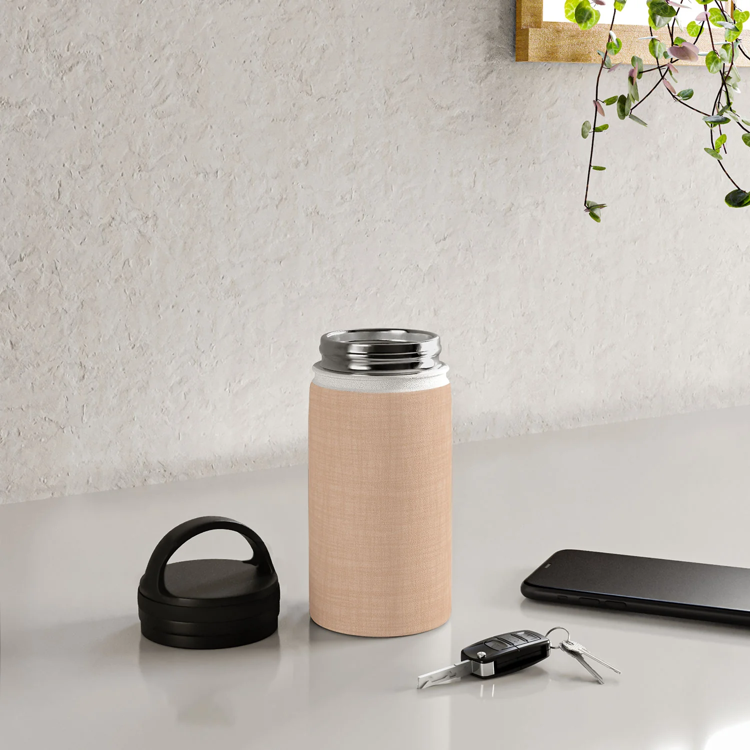 Avenie Cozy Linen Effect In Cream Water Bottle - Image 12