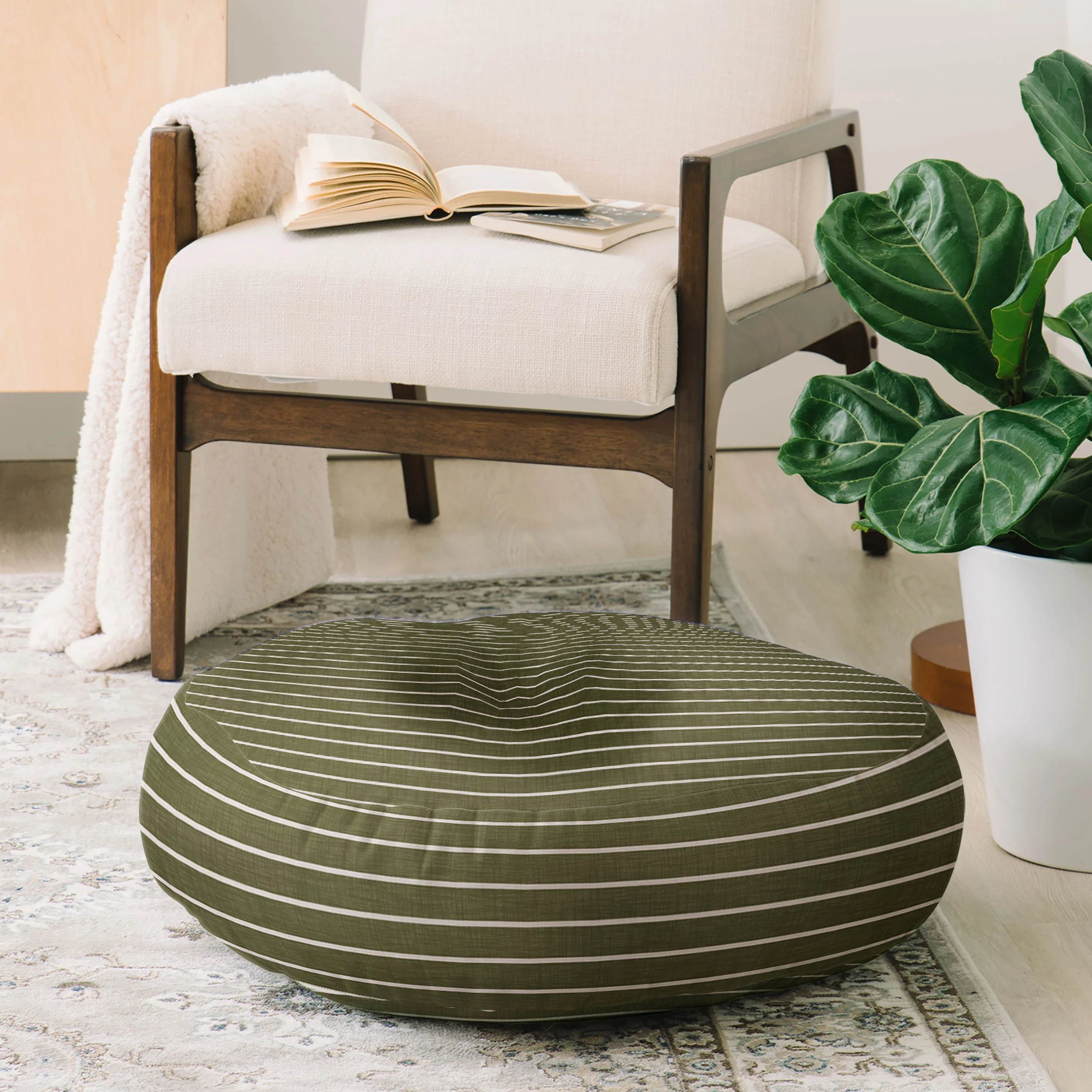 Avenie Cozy Stripes Floor Pillow Round - Image 2