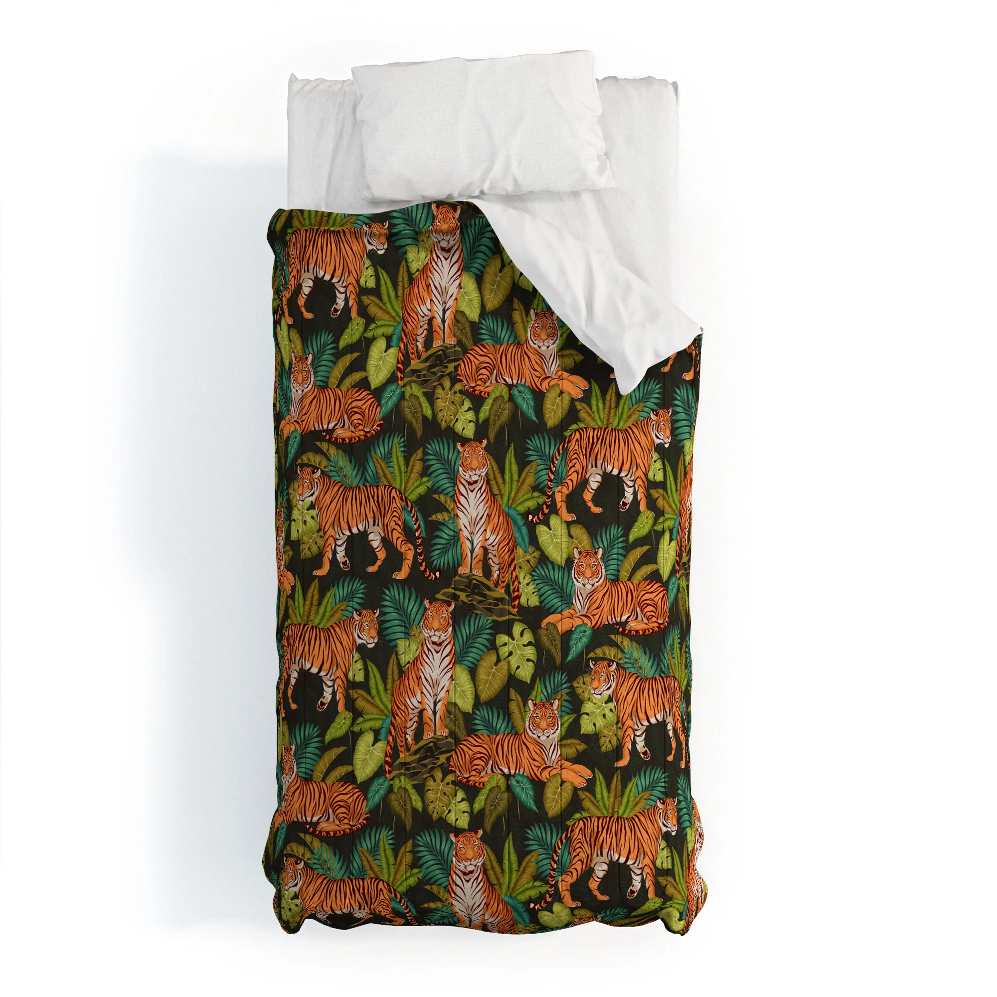 Avenie Jungle Tigers In Charcoal Comforter - Image 7