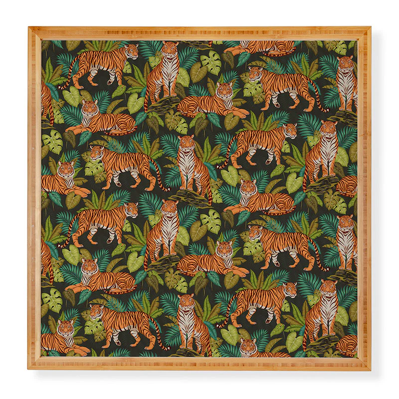 Avenie Jungle Tigers In Charcoal Framed Wall Art - Image 3