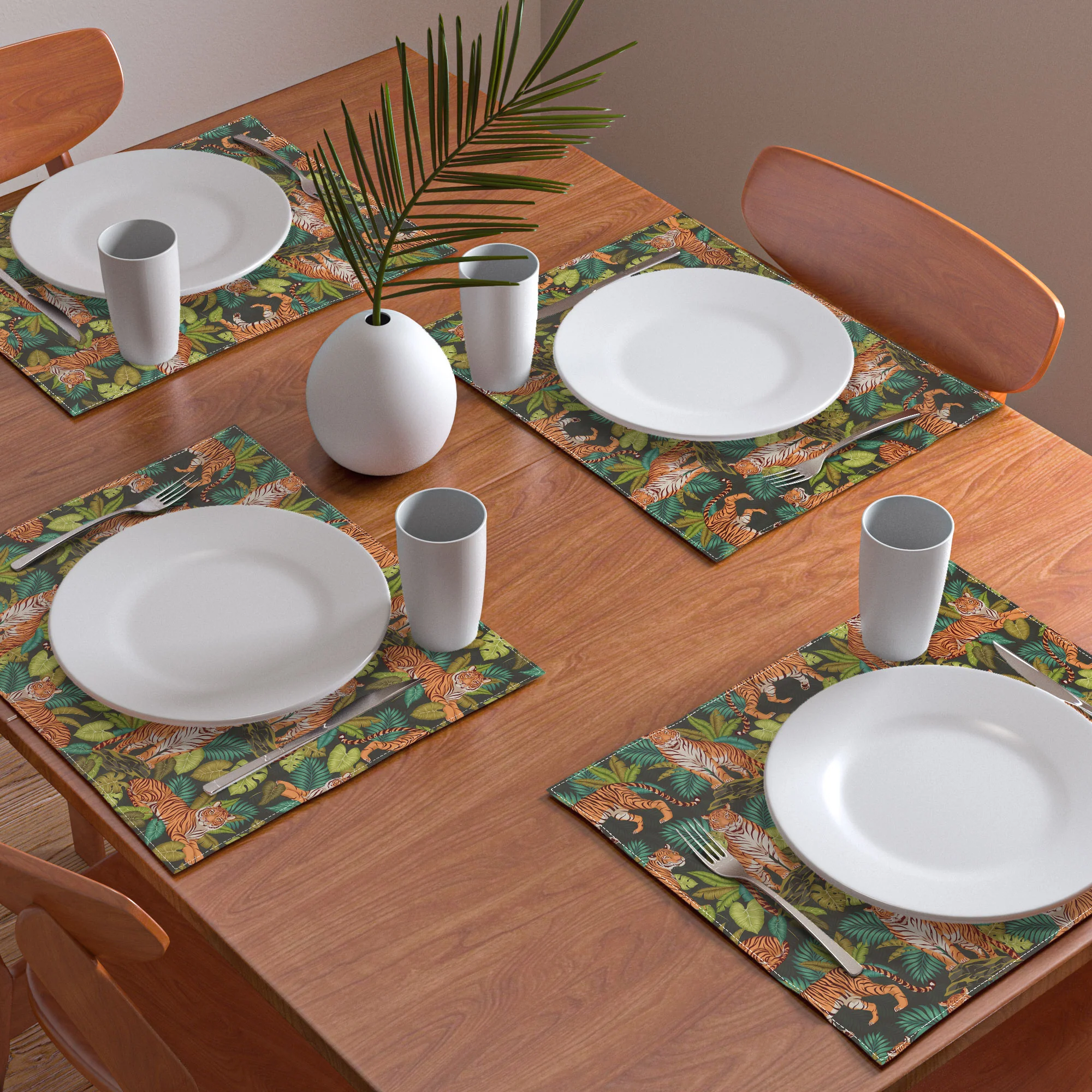 Avenie Jungle Tigers In Charcoal Placemat - Image 3
