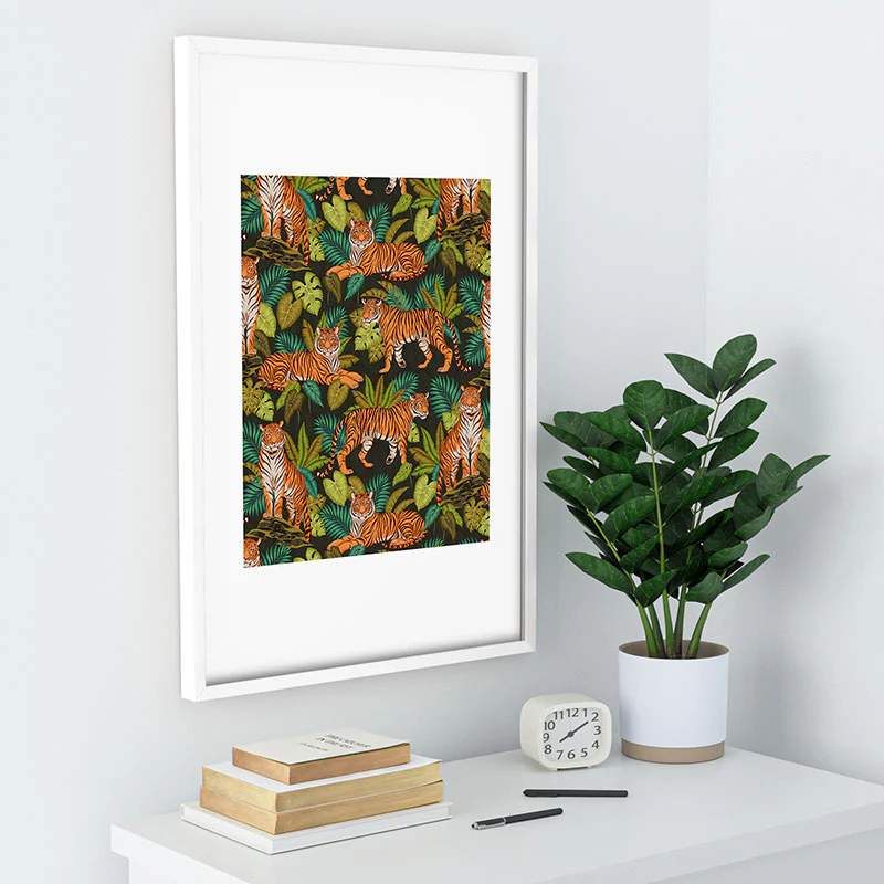 Avenie Jungle Tigers In Charcoal Recessed Framing Rectangle - Image 28