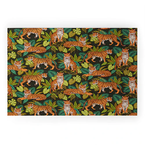 Avenie Jungle Tigers In Charcoal Welcome Mat - Image 2