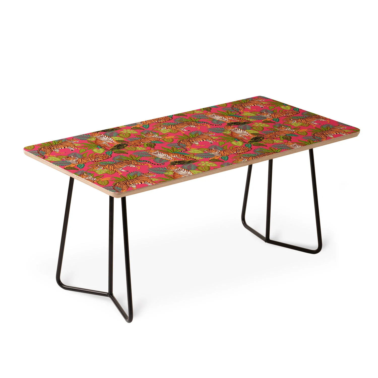 Avenie Jungle Tigers In Hot Pink Coffee Table - Image 4