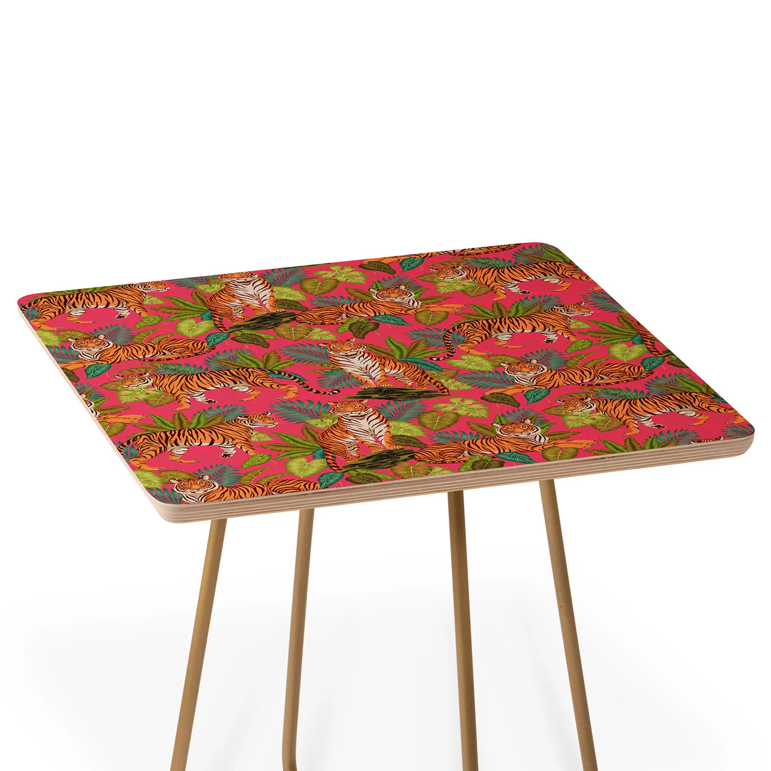 Avenie Jungle Tigers In Hot Pink Side Table - Image 3