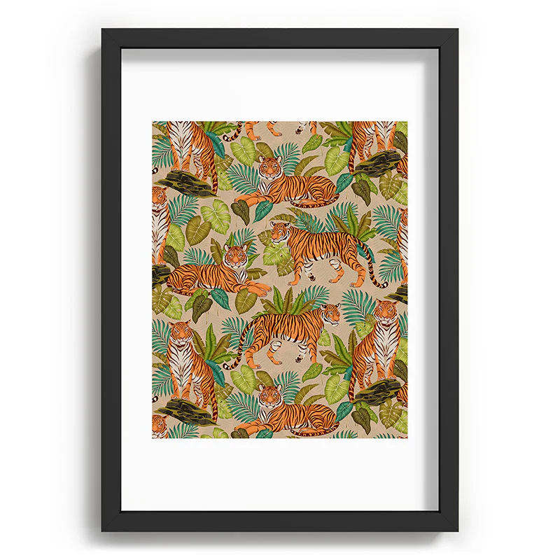 Avenie Jungle Tigers In Sand Recessed Framing Rectangle - Image 9