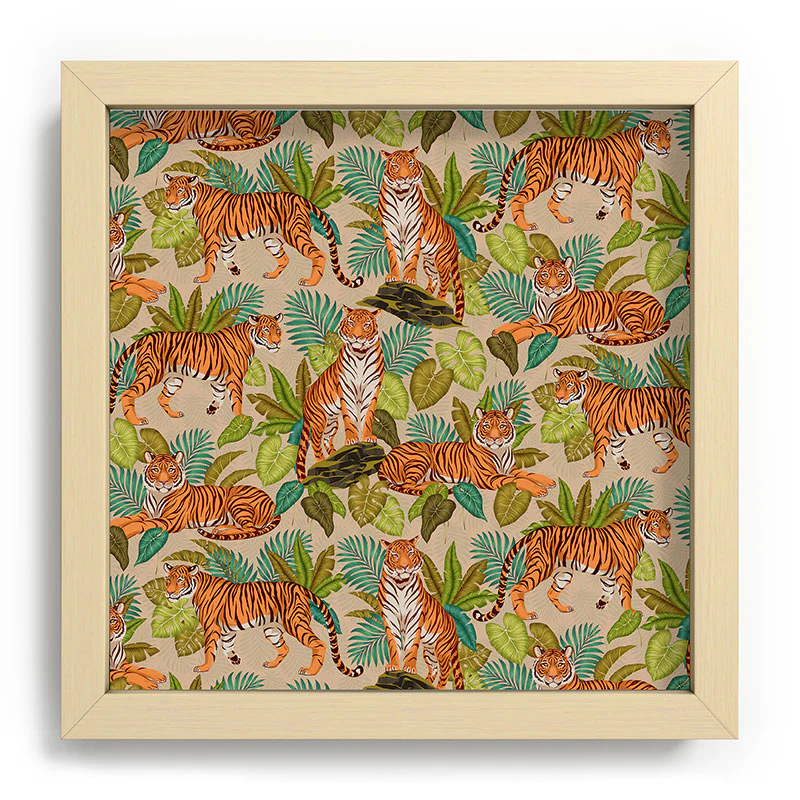 Avenie Jungle Tigers In Sand Recessed Framing Square - Image 5