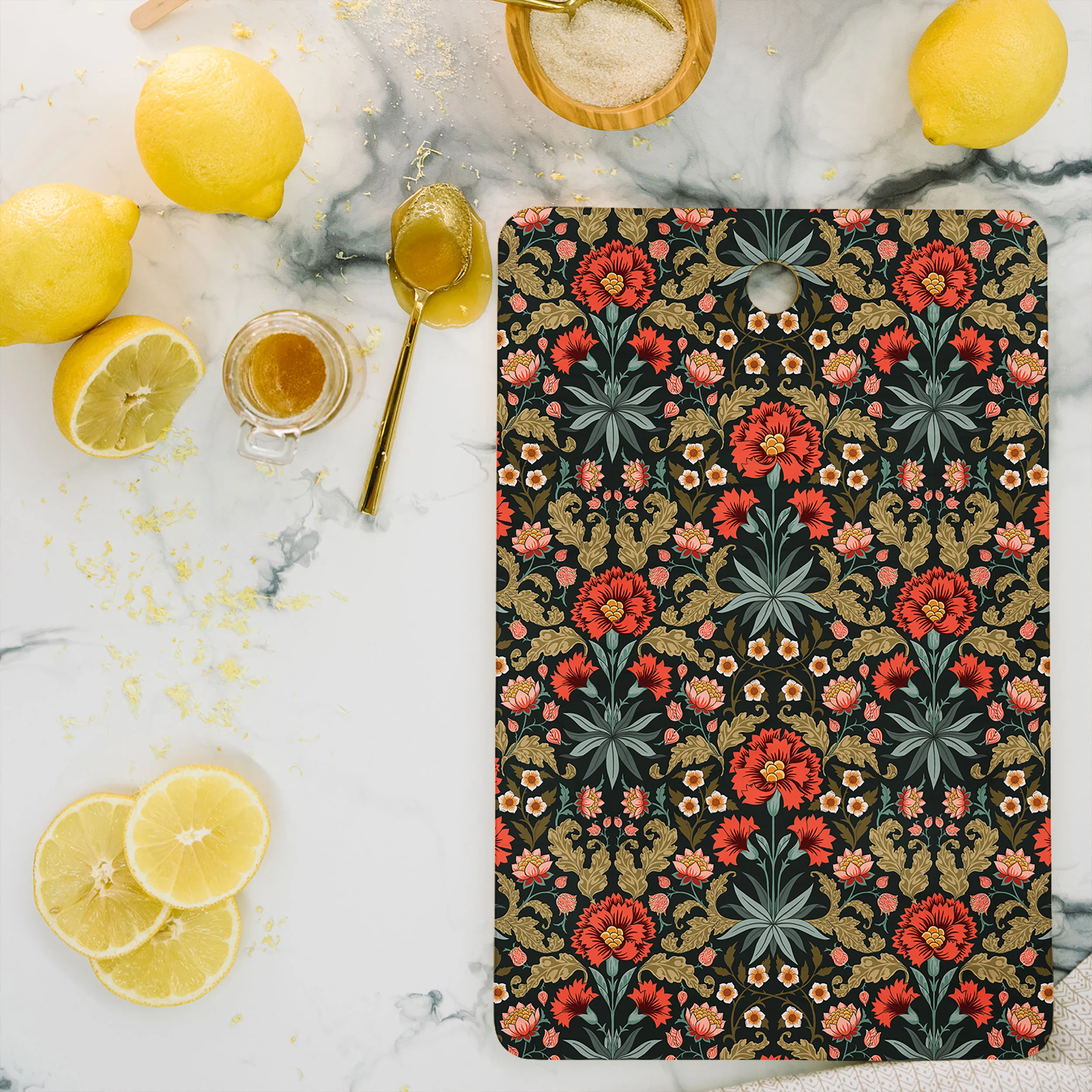Avenie Morris Inspired Carnation Cutting Board Rectangle - Image 2