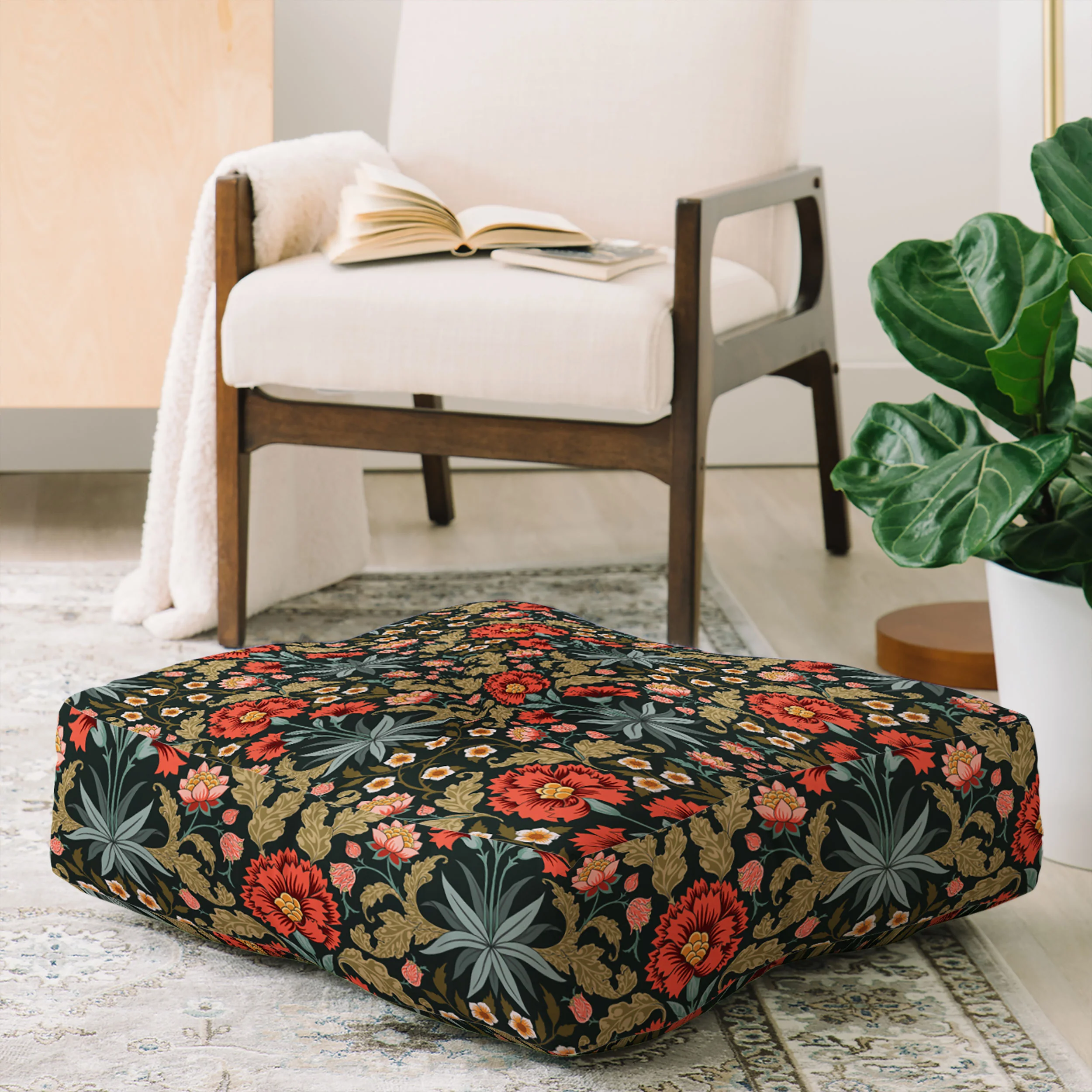 Avenie Morris Inspired Carnation Floor Pillow Square - Image 2