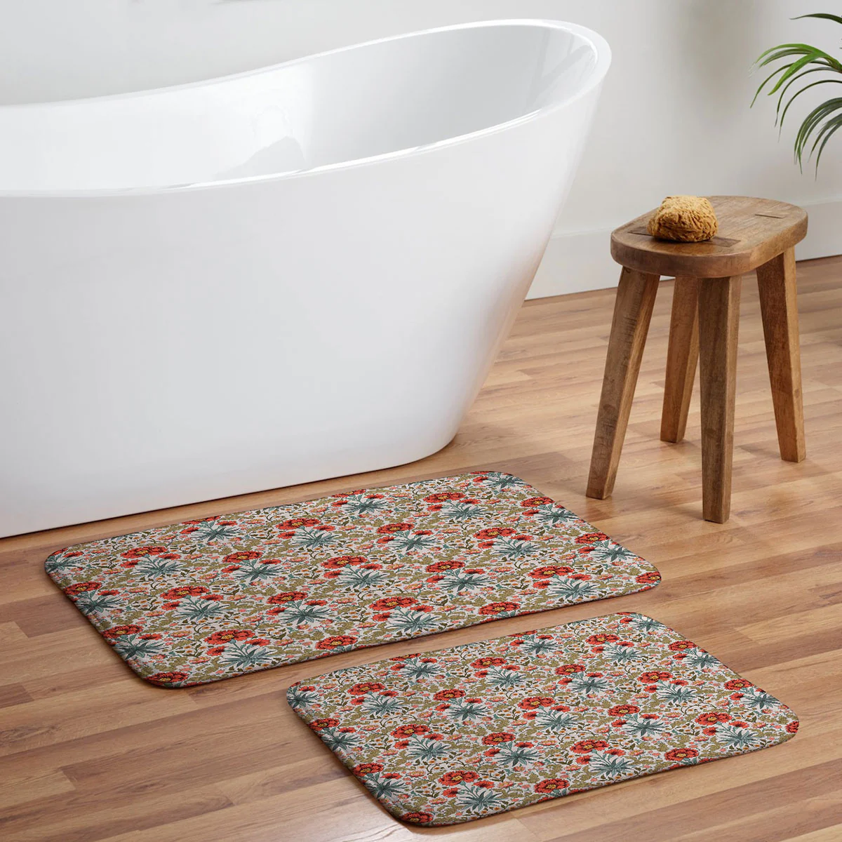 Avenie Morris Inspired Carnation I Memory Foam Bath Mat - Image 5