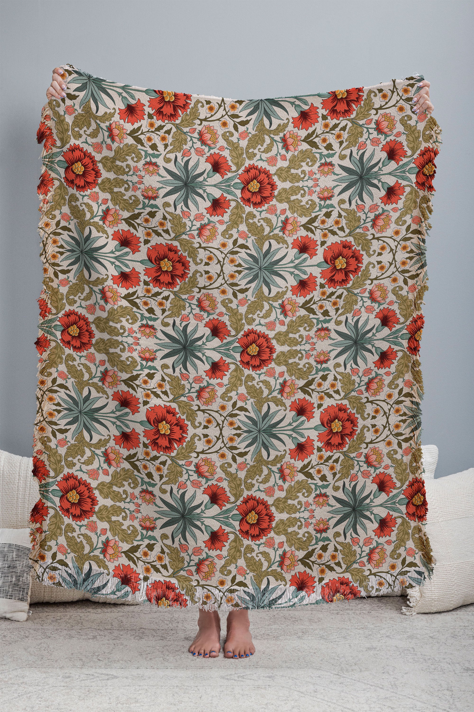 Avenie Morris Inspired Carnation I Throw Blanket - Image 3