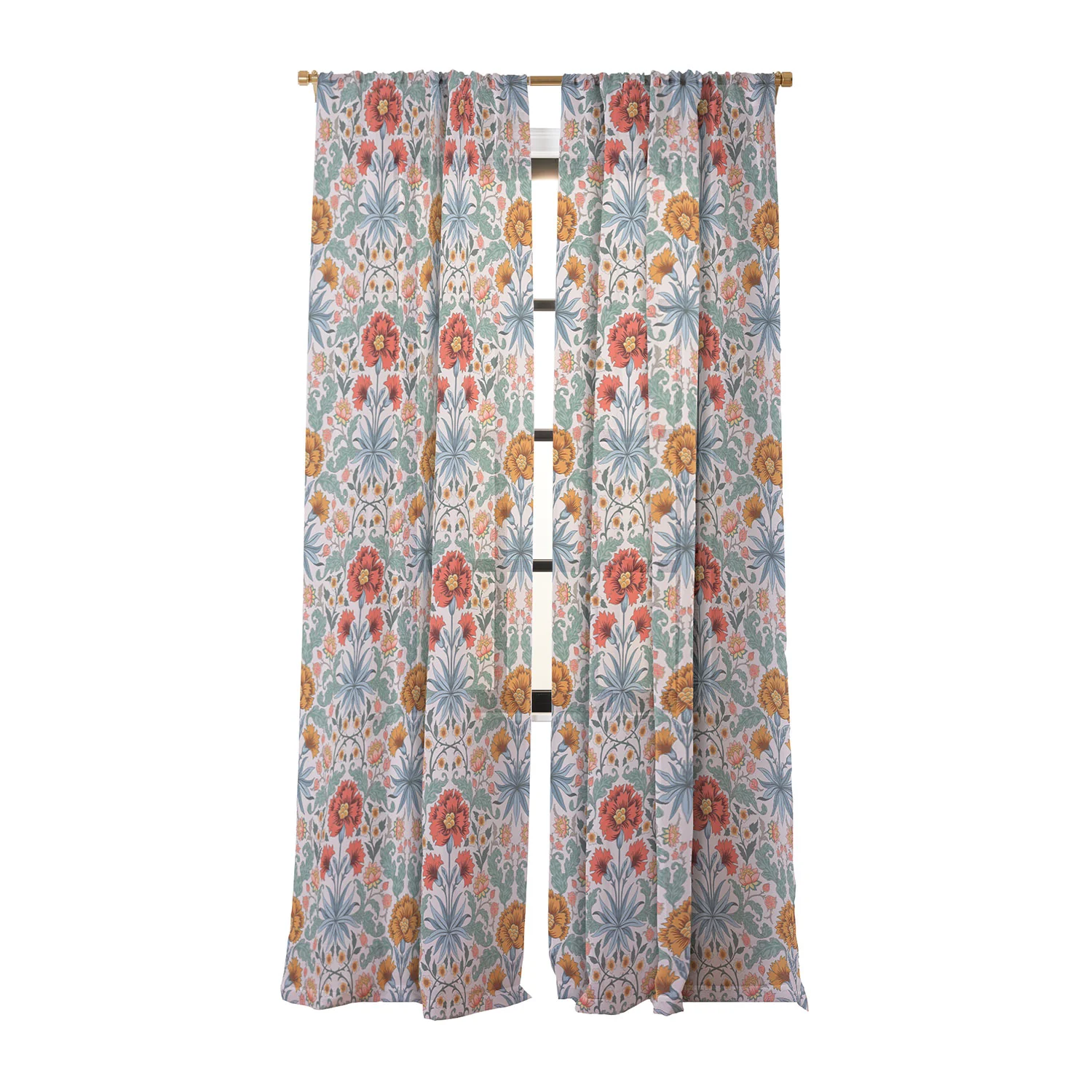 Avenie Morris Inspired Carnation III Sheer Window Curtain