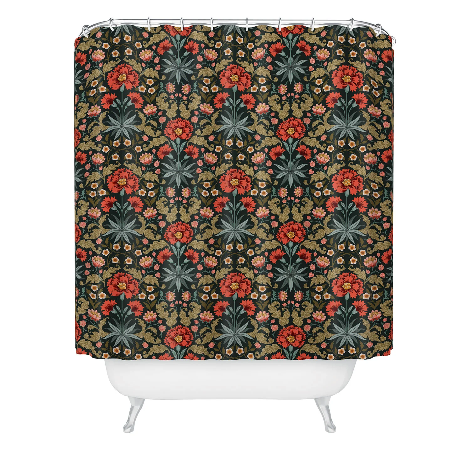 Avenie Morris Inspired Carnation Shower Curtain