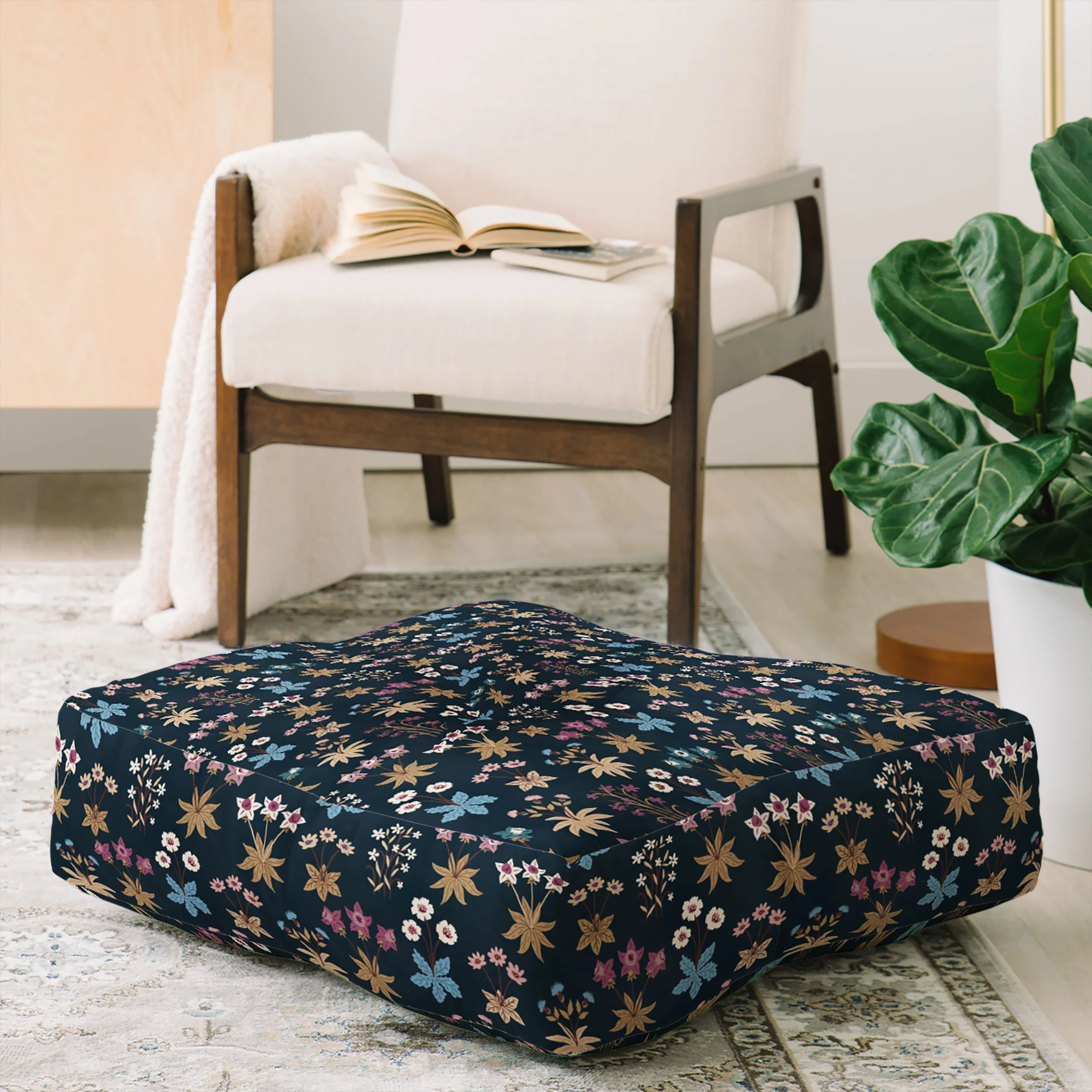 Avenie Romantic Botanica I Floor Pillow Square - Image 2