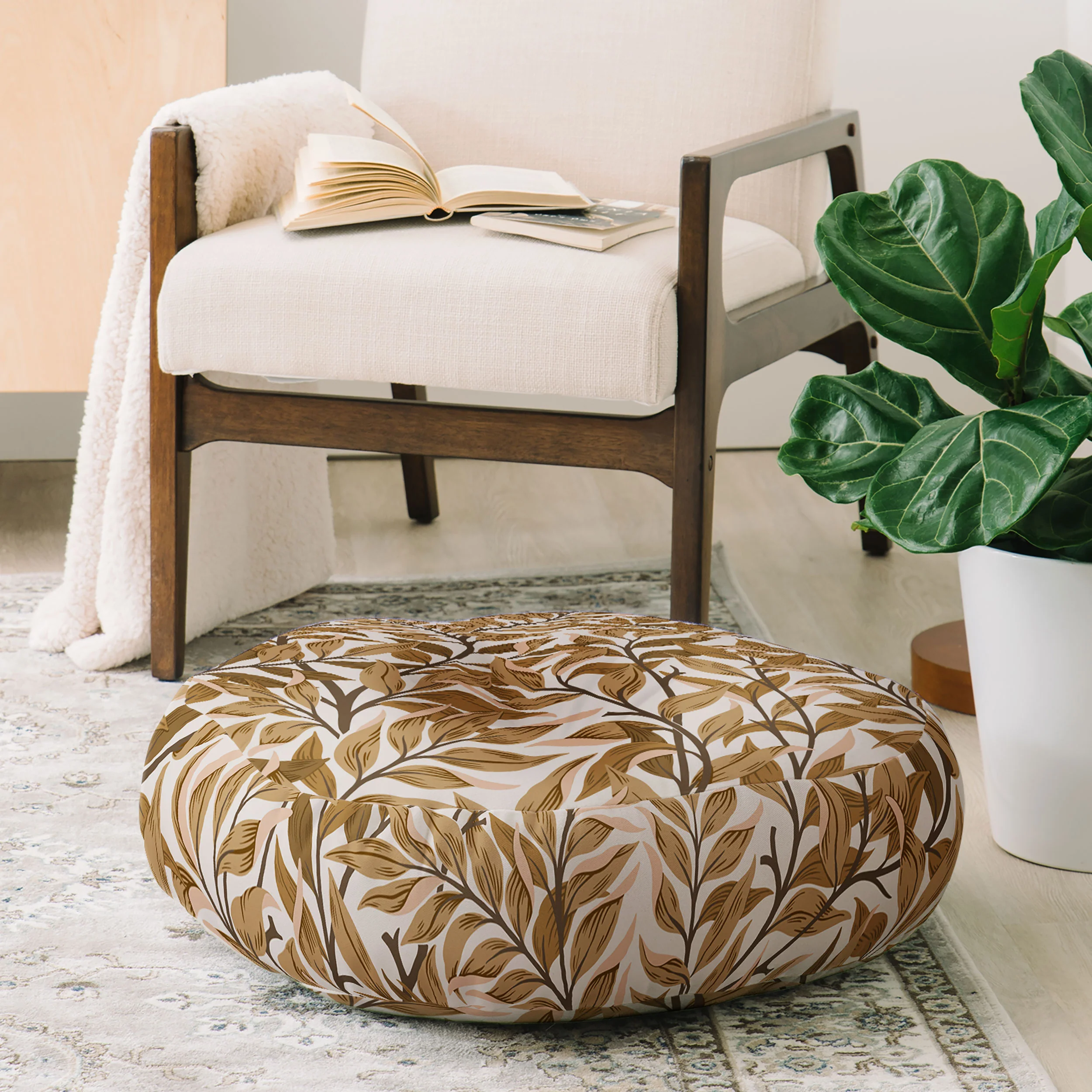 Avenie Romantic Botanica VI Floor Pillow Round - Image 2