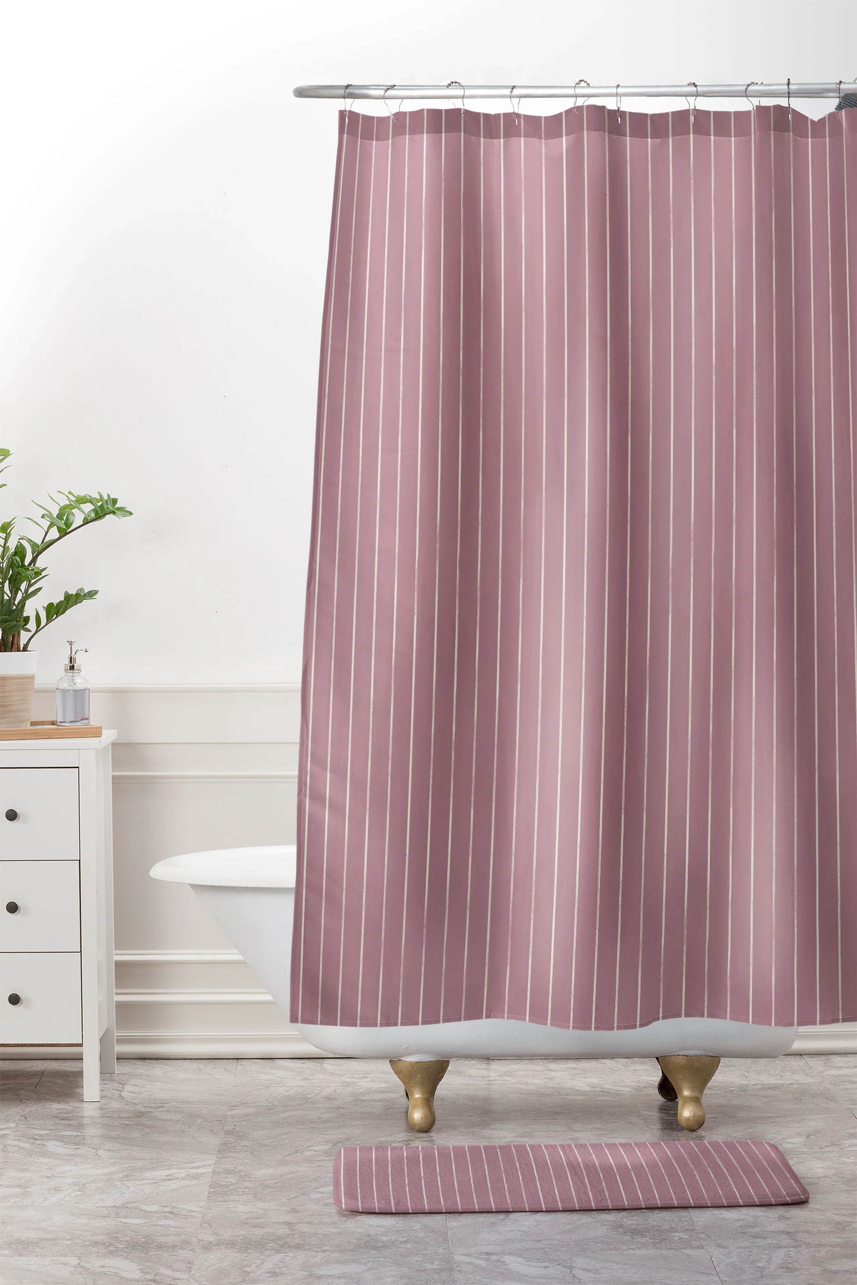 Avenie Winter Botanica Stripes Memory Foam Bath Mat - Image 4