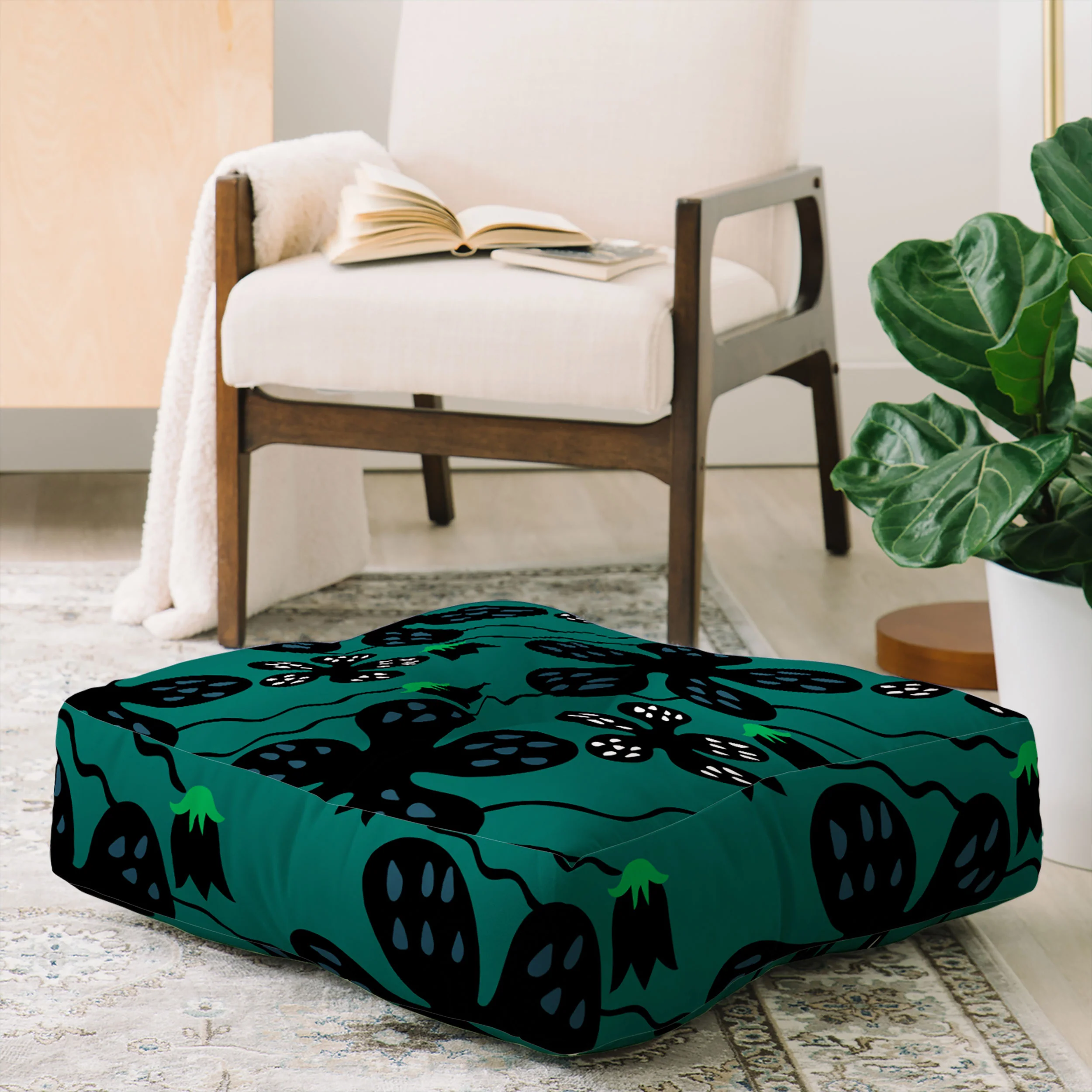 Camilla Foss Scandi Meadow Floor Pillow Square - Image 2