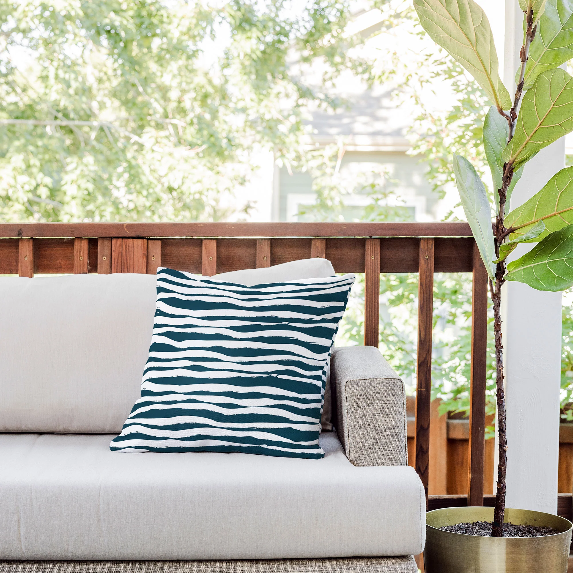 Camilla Foss Scandi Waves Outdoor Throw Pillow - Image 6