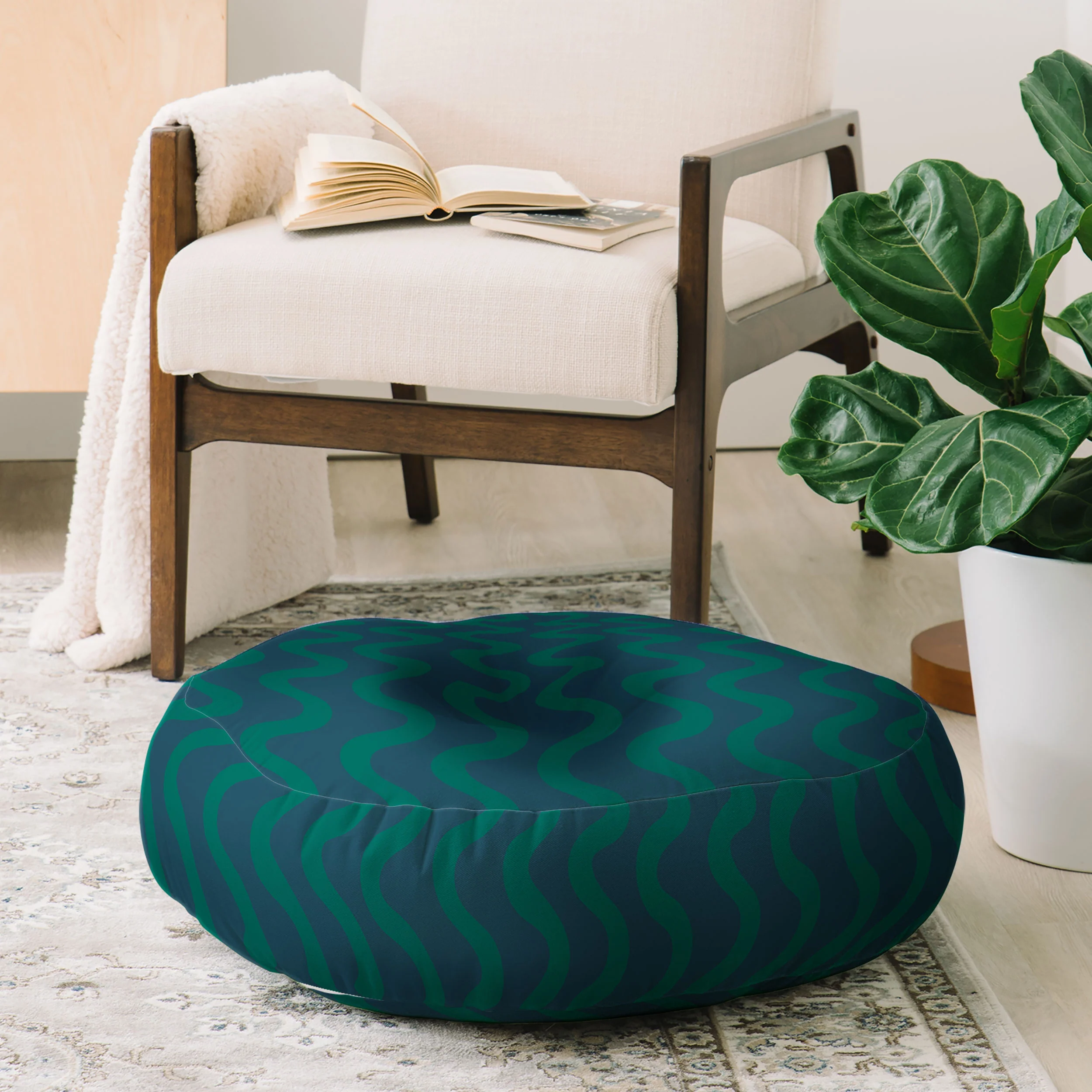 Camilla Foss Scandi Wavy Floor Pillow Round - Image 2