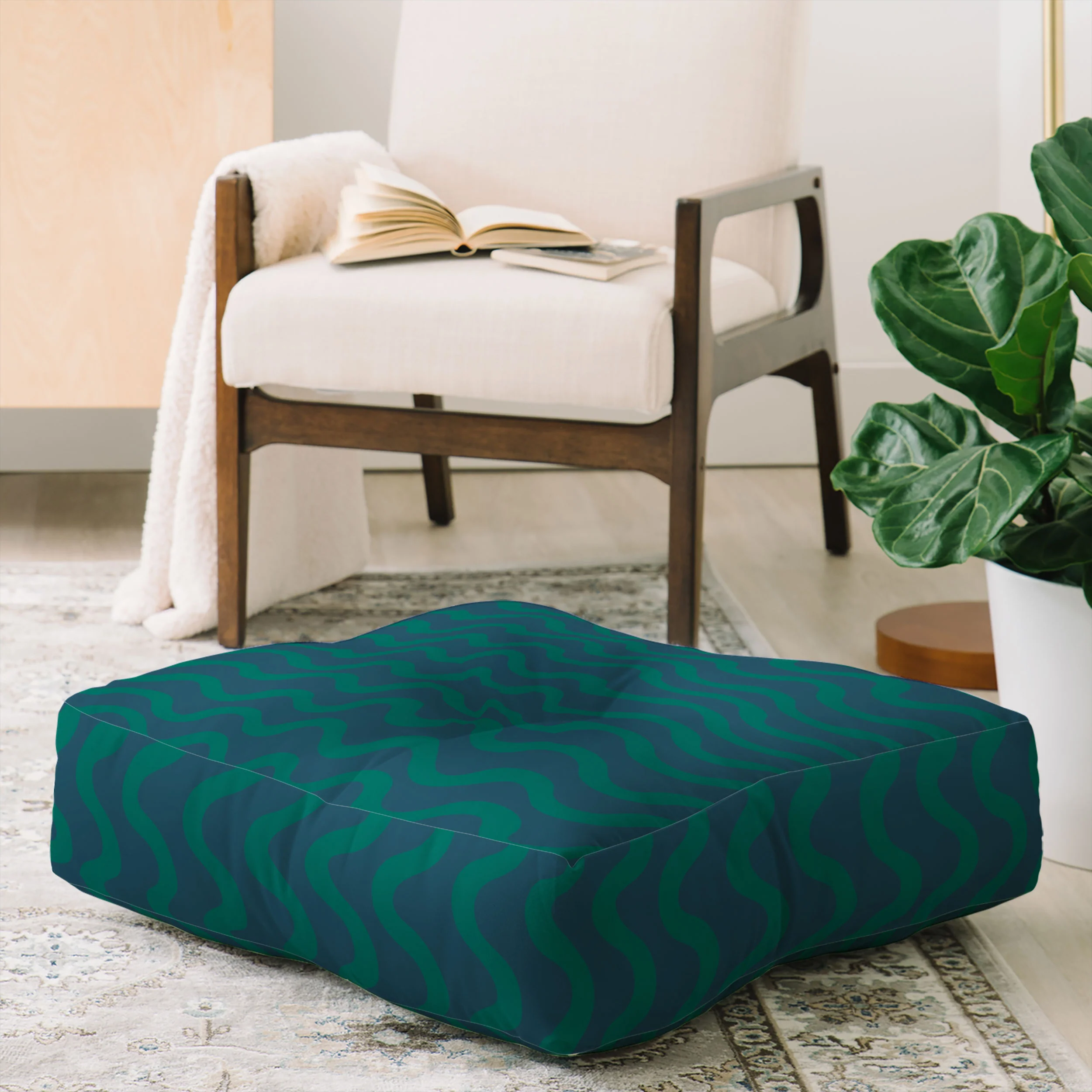 Camilla Foss Scandi Wavy Floor Pillow Square - Image 2