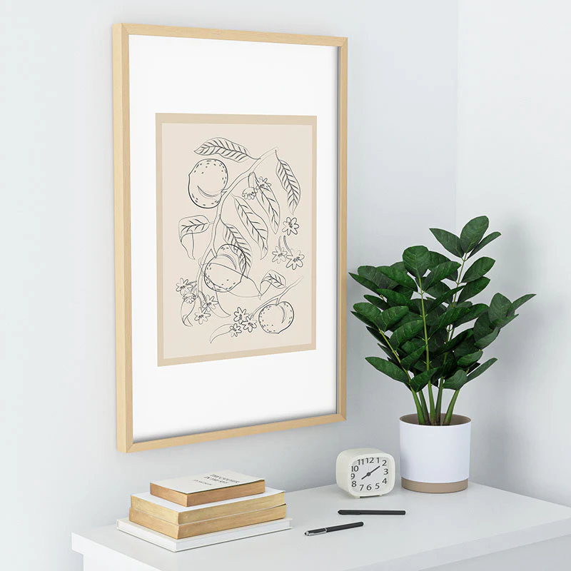 City Art Peaches Line Art 2 Recessed Framing Rectangle - Image 30