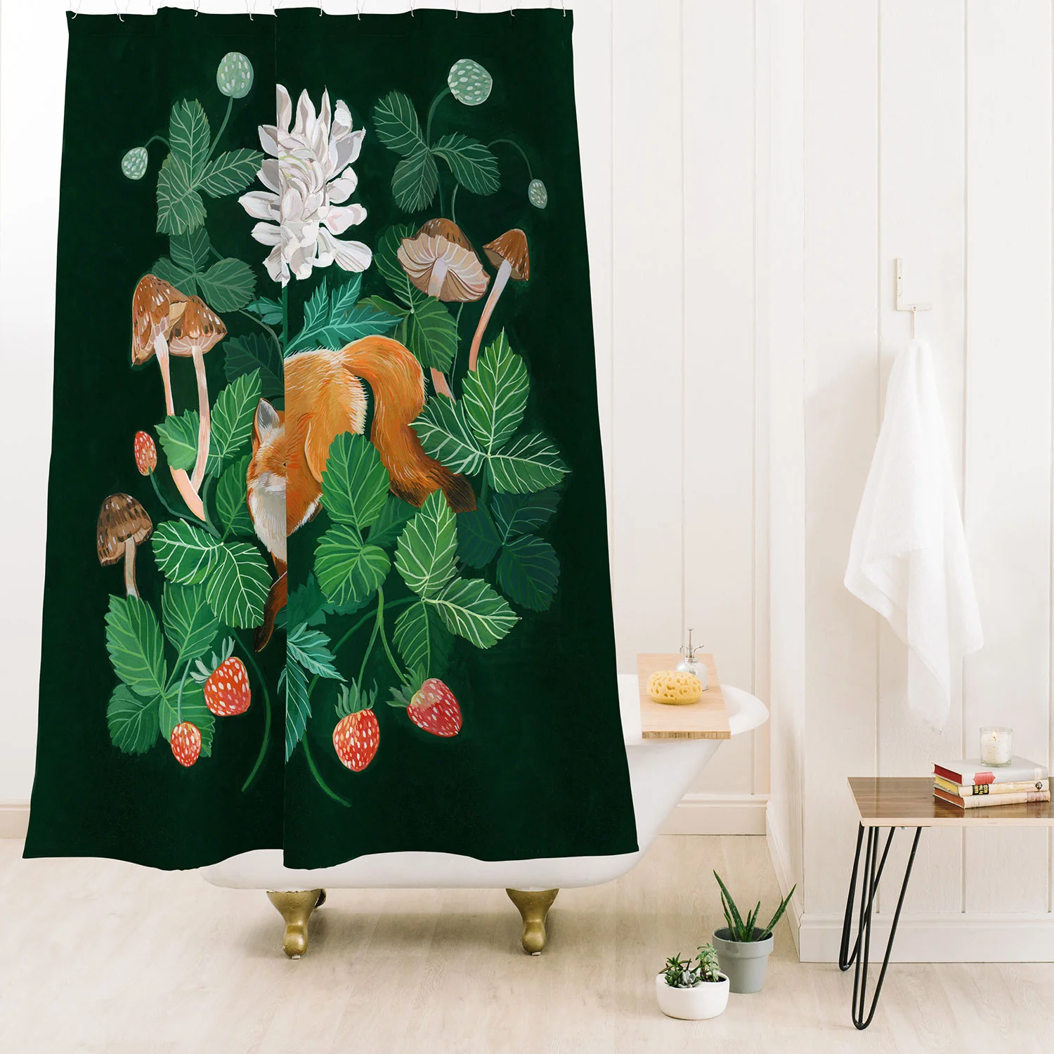 Clara McAllister Strawberry Fox Shower Curtain - Image 2