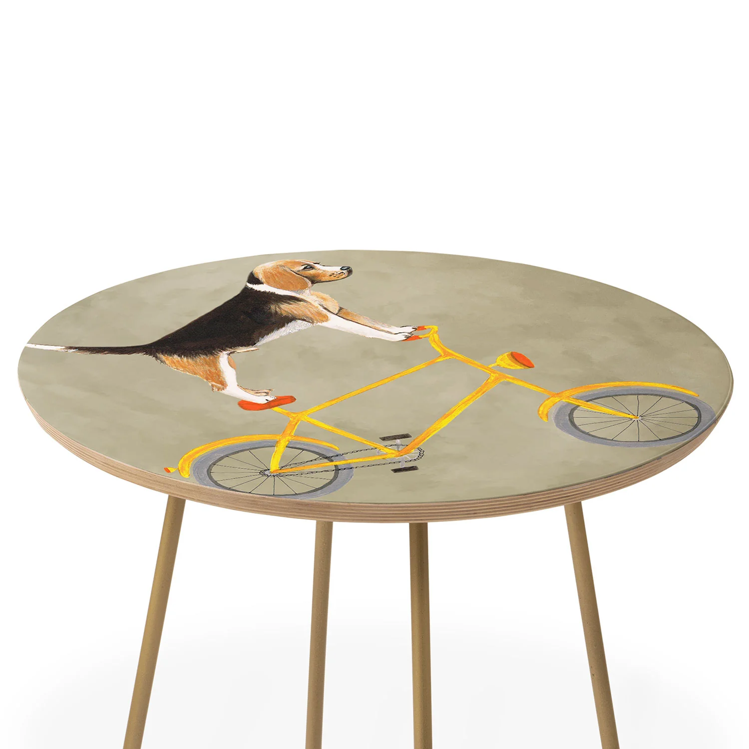 Coco de Paris Beagle on bicycle Round Side Table - Image 3