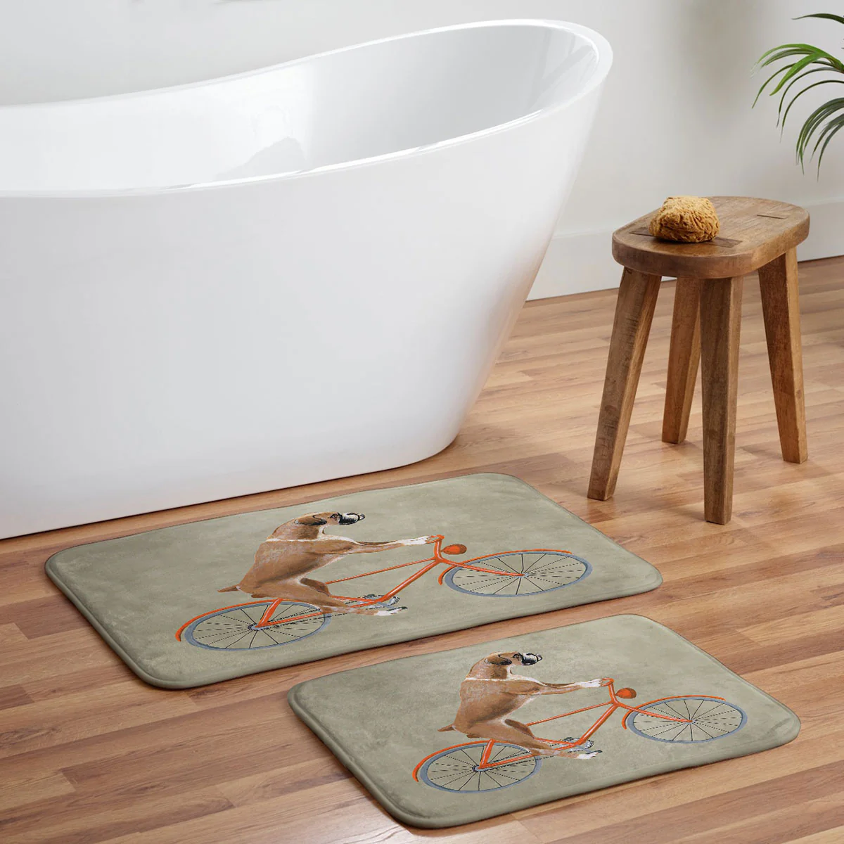 Coco de Paris Boxer on bicycle Memory Foam Bath Mat - Image 5