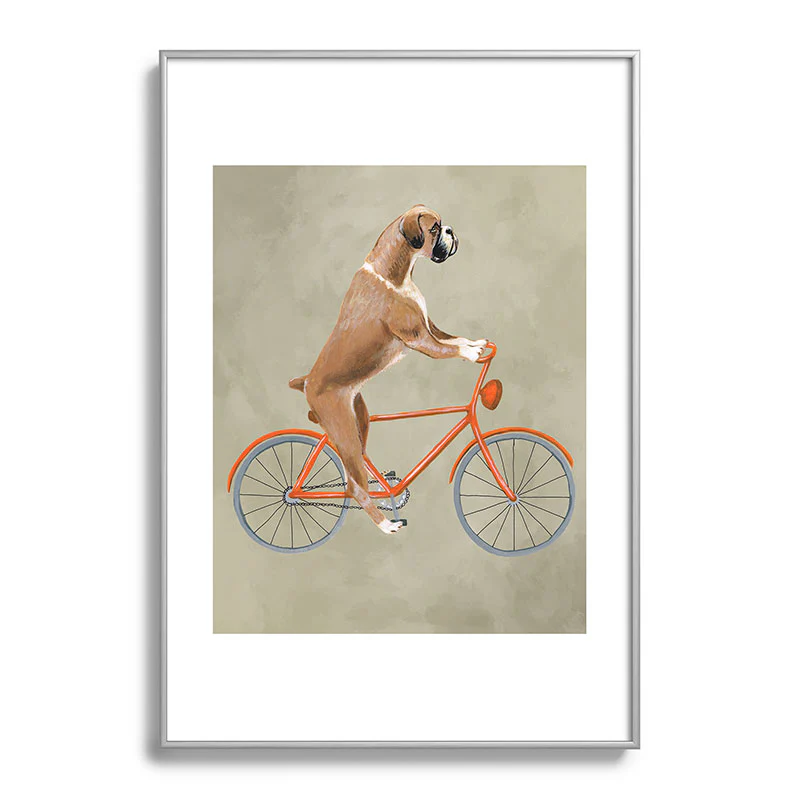 Coco de Paris Boxer on bicycle Metal Framed Art Print - Image 17
