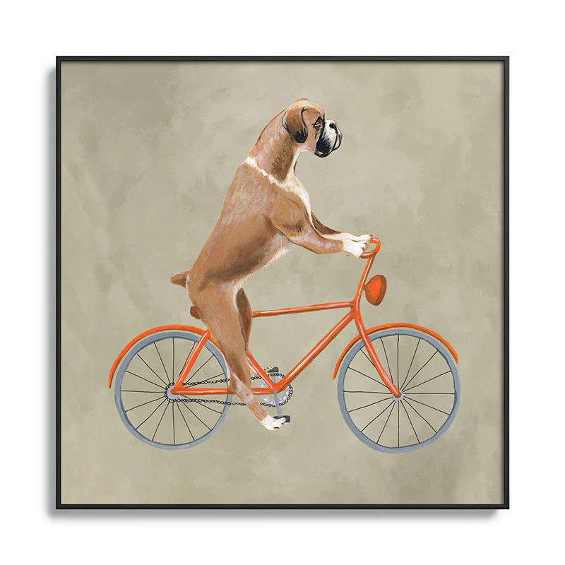 Coco de Paris Boxer on bicycle Square Metal Framed Art Print - Image 21