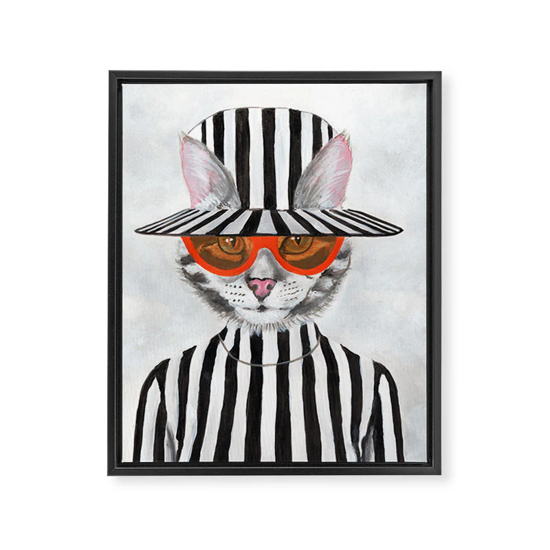 Coco de Paris Cat in stripy mood Art Canvas - Image 6