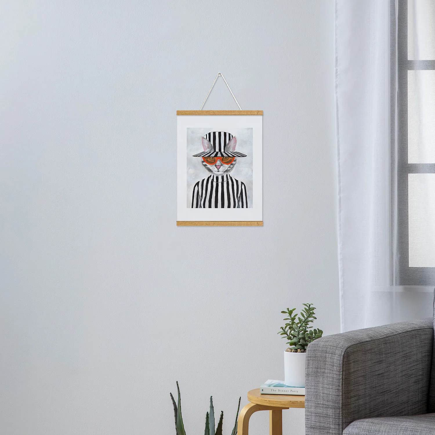 Coco de Paris Cat in stripy mood Art Print - Image 33