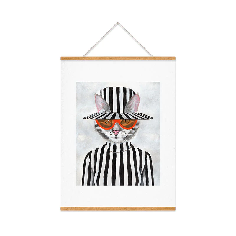 Coco de Paris Cat in stripy mood Art Print - Image 37