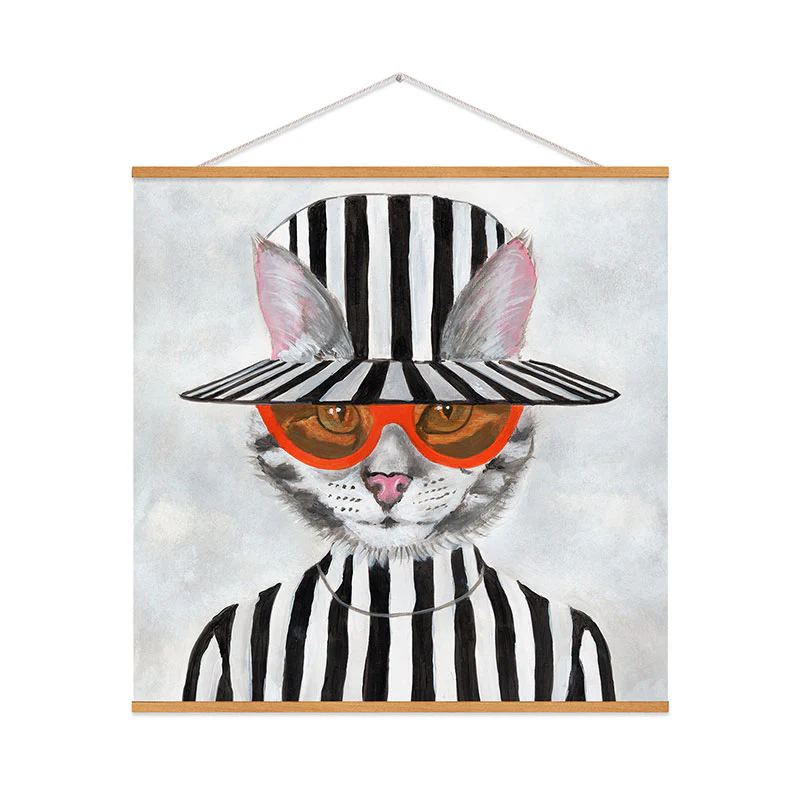 Coco de Paris Cat in stripy mood Art Print - Image 46