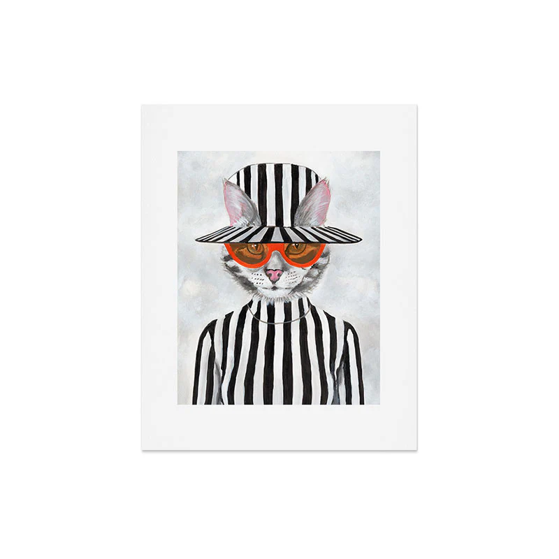 Coco de Paris Cat in stripy mood Art Print - Image 7
