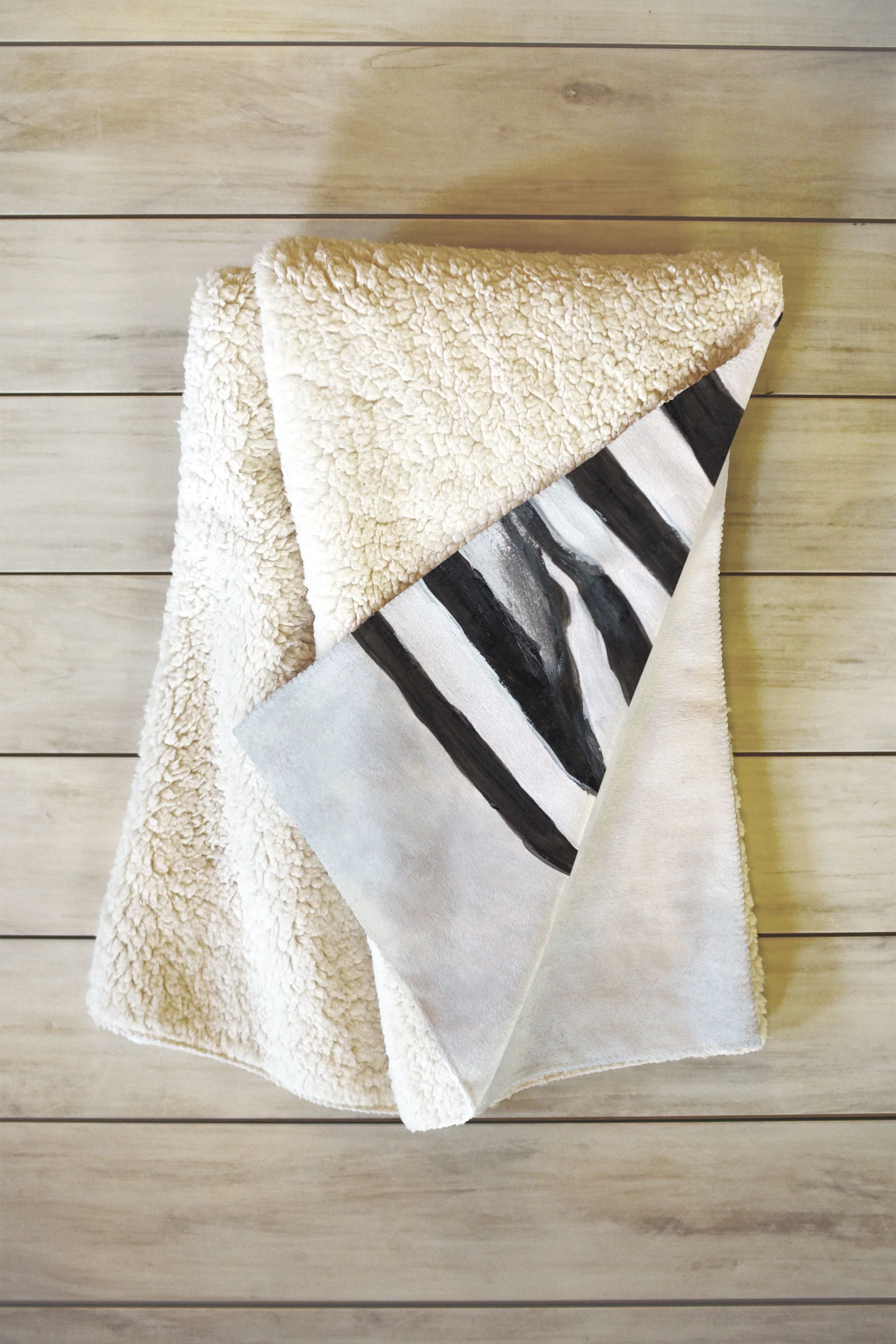 Coco de Paris Cat in stripy mood Fleece Throw Blanket - Image 2